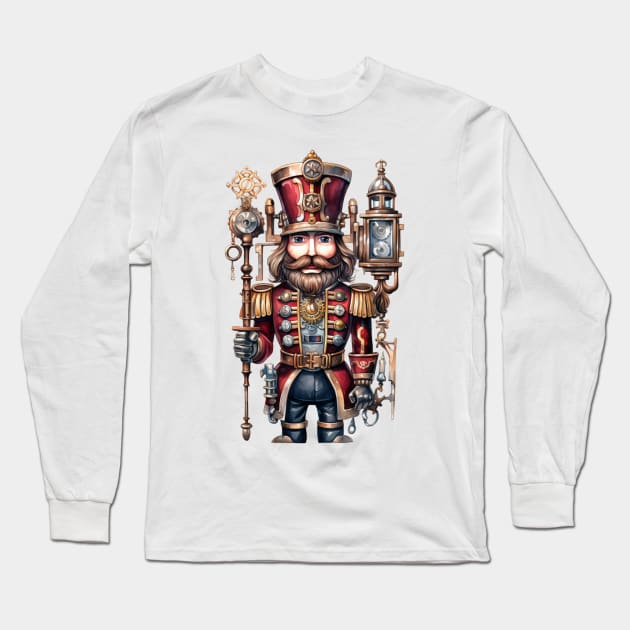 Steampunk Christmas Nutcracker Long Sleeve T-Shirt by Chromatic Fusion Studio